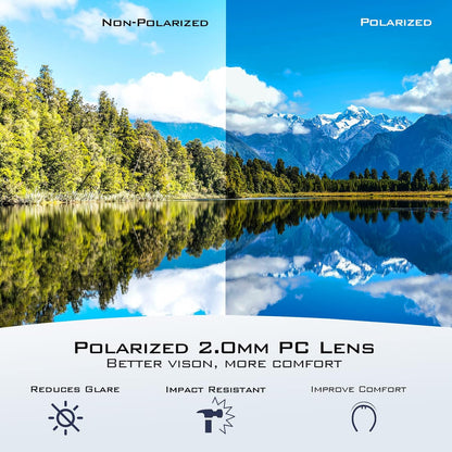 Cuivre Polarized Sport Sunglasses for Men and Women, Matte Blue Frame,Smoke Lens